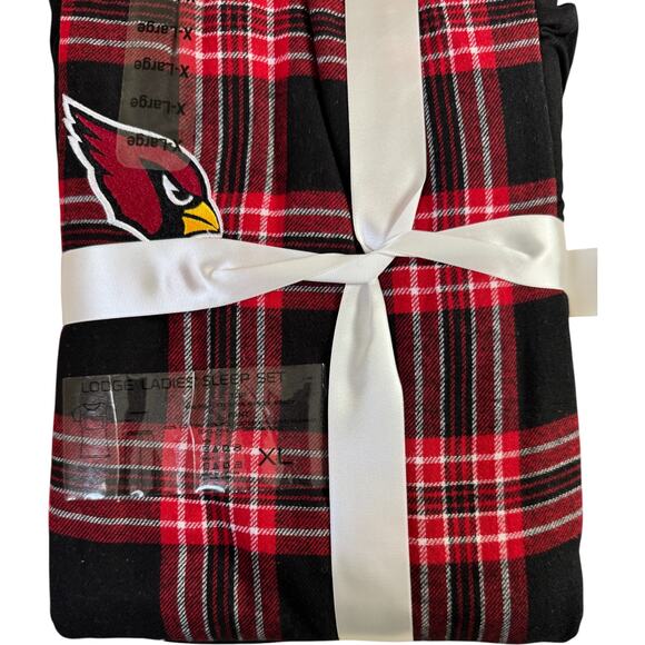 Arizona Cardinals Womens Flannel Pajama Set NFL Team Apparel Size XL Red Black - Picture 6 of 13